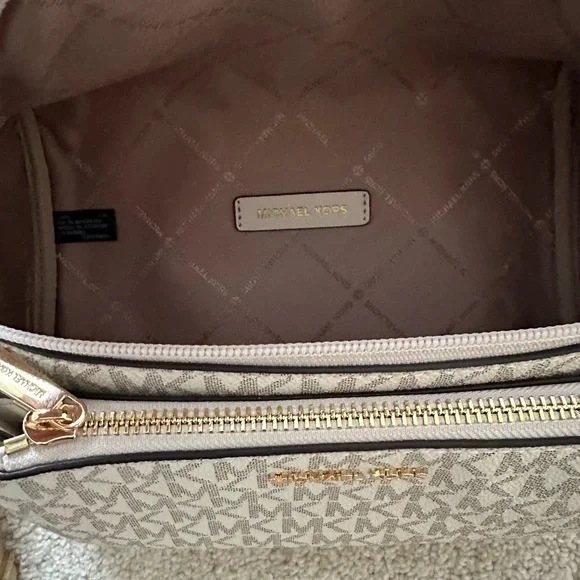 Michael Kors Monogram Beige and Cream Crossbody Bag - Picture 4 of 4